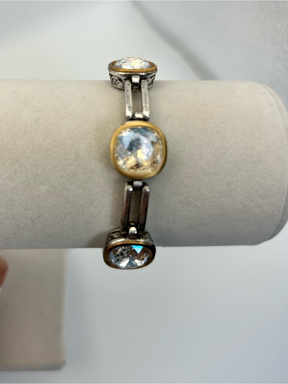 Brighton Venusian Bracelet - Clear Crystals Two-tone Gold Silver Plated Retired - Picture 2 of 10